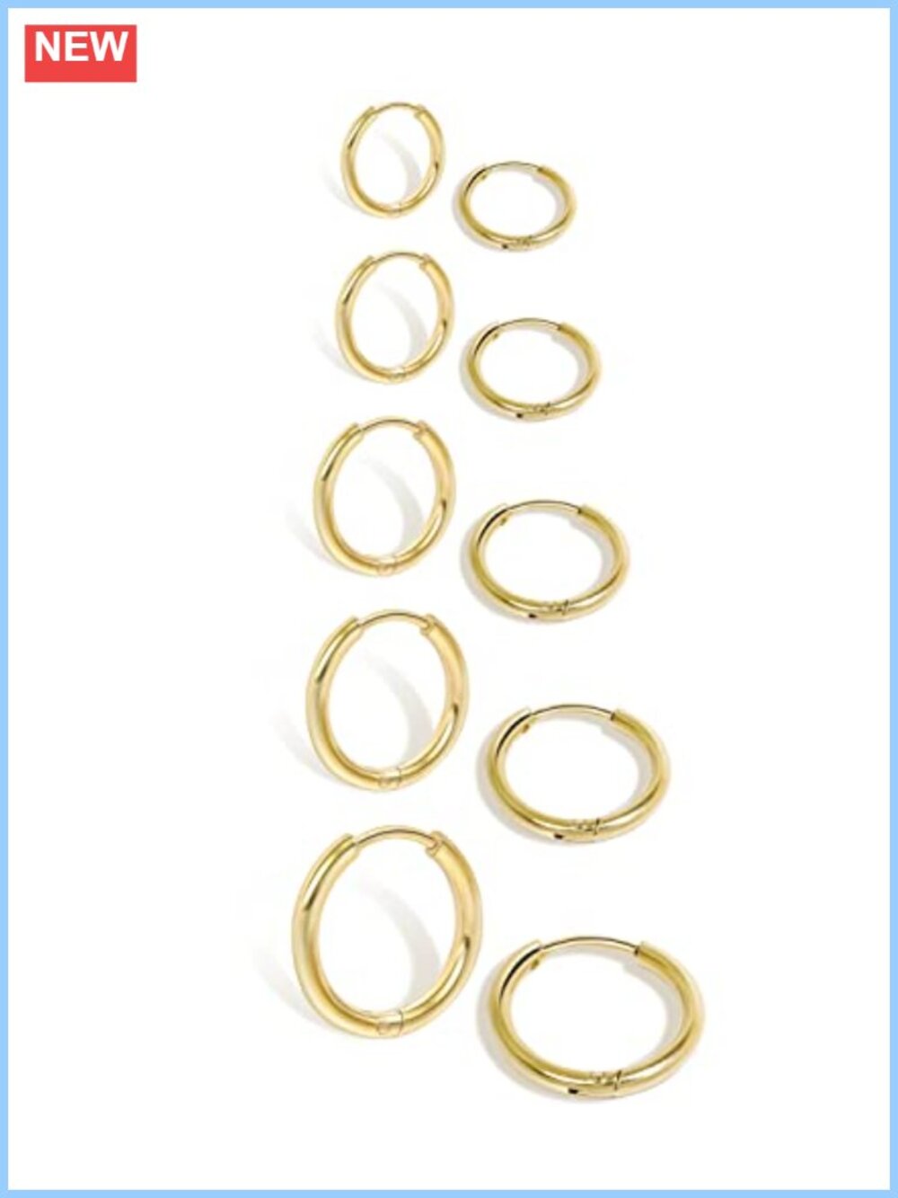 14K Gold Plated Hinged Huggie Hoop Earrings Lightweight Small Hoops